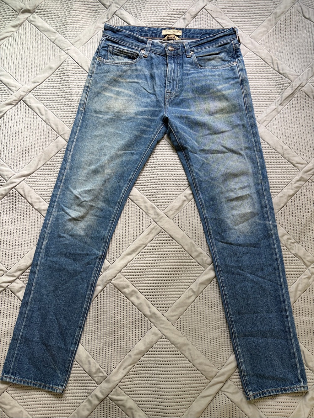 Levi’s Made & Crafted Shuttle Jeans Men’s Blue Distressed Fade Denim 34x32